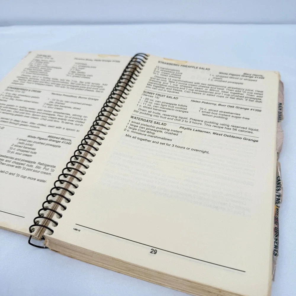 Michigan State Grange Cookbook Spiral Bound VTG 1981 Recipes Kitchen ACCEPTABLE